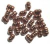 25 7x5mm Antique Copper Ridged Barrel Metal Beads
